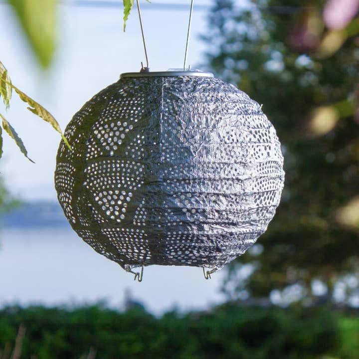 Allsop Home & Garden - Vente Lampe d'extérieur/de jardin - Lanterne solaire Stella Globe de 8 po, bleu métallisé9