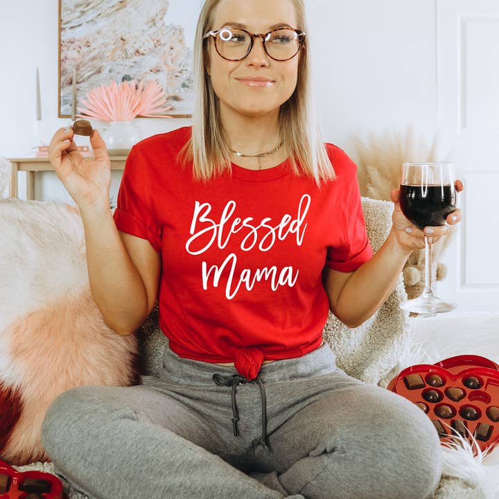 Zoe Creative Co - Wholesale Screen Printed T-Shirt - Women's - Blessed Mama Shirt Mom Life T-Shirt Mother's Day Mommy Tee10