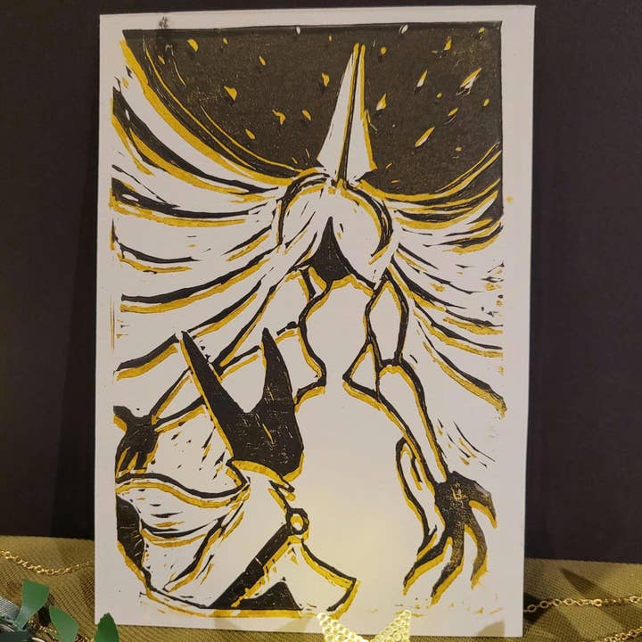 Silksong Hornet & Grandmother Silk Linogravure pour la vente par Taselty