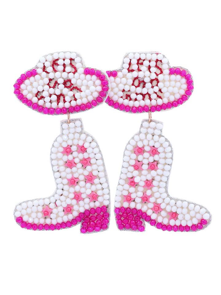 Cowgirl Boot and Hat Beaded Drop Earrings for wholesale by Urbanista Outlet