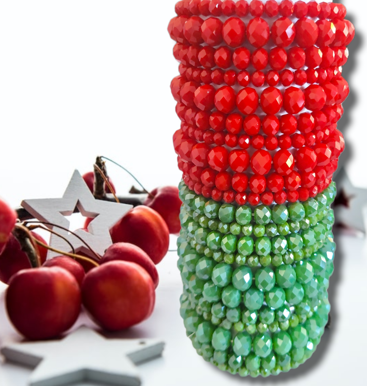 The Candy Collections – wholesale Beaded bracelet – Swarovski crystal Rondelle stack Christmas stacking bracelet0