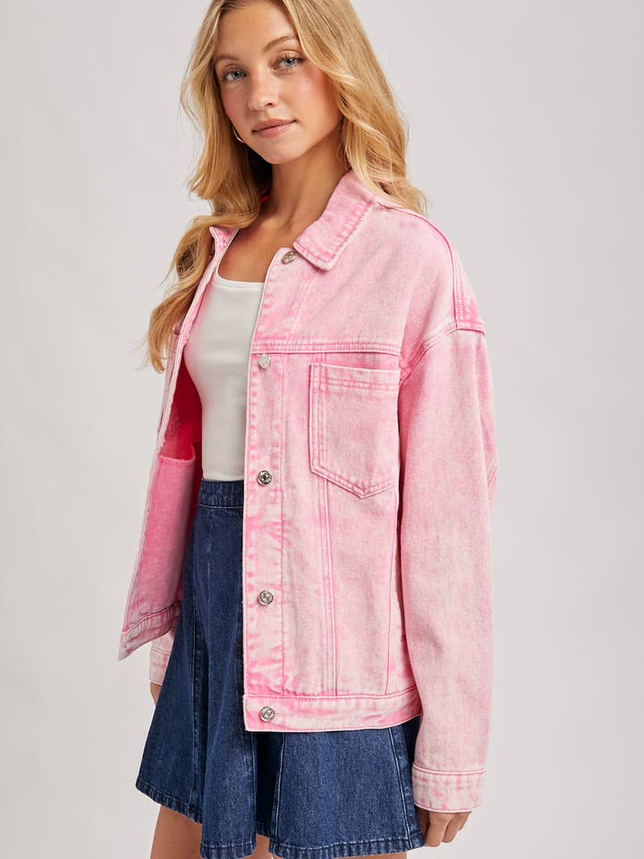 Bluivy - Venta al por mayor Cazadora vaquera - Mujer - Chaqueta oversized de mezclilla con botones34