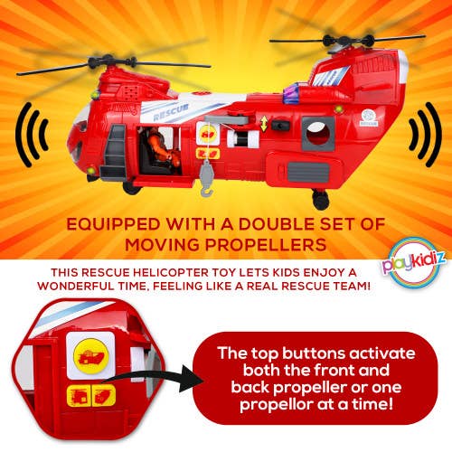 The Toy Group - Wholesale Toy Plane - Kids - Playkidz 17" Rescue Helicopter Toy with Lights & Sounds4