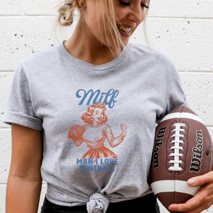 Trendznmore - Modern Graphic Apparel - Wholesale Screen Printed T-Shirt - Women's - Milf Color-Man I Love Football T-Shirt2