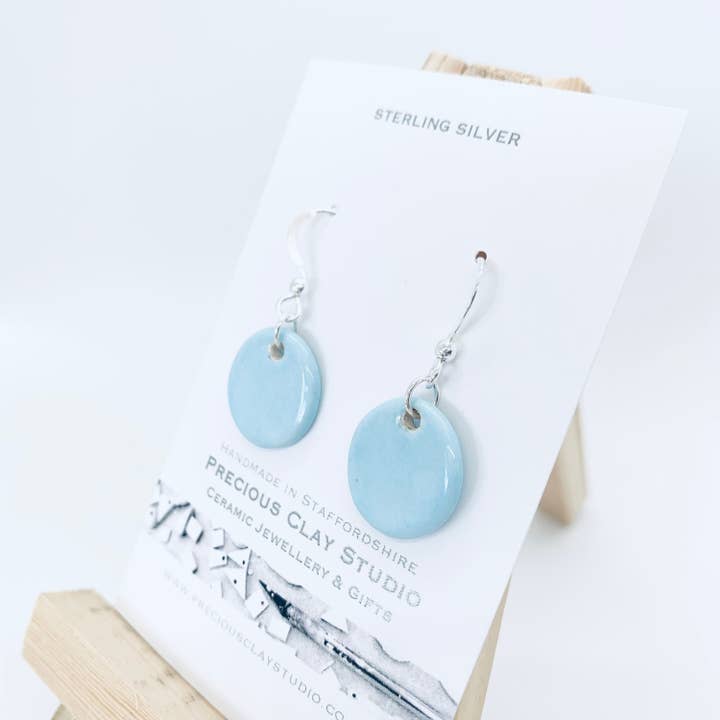 Blå cirkel øreringe - Sterling sølv for engroshandel hos Precious Clay Studio