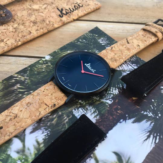 Kauai watches - Wholesale Wrist Watch - Men's - Aloha Black corck watch | Vegan men watch with recycled cork3
