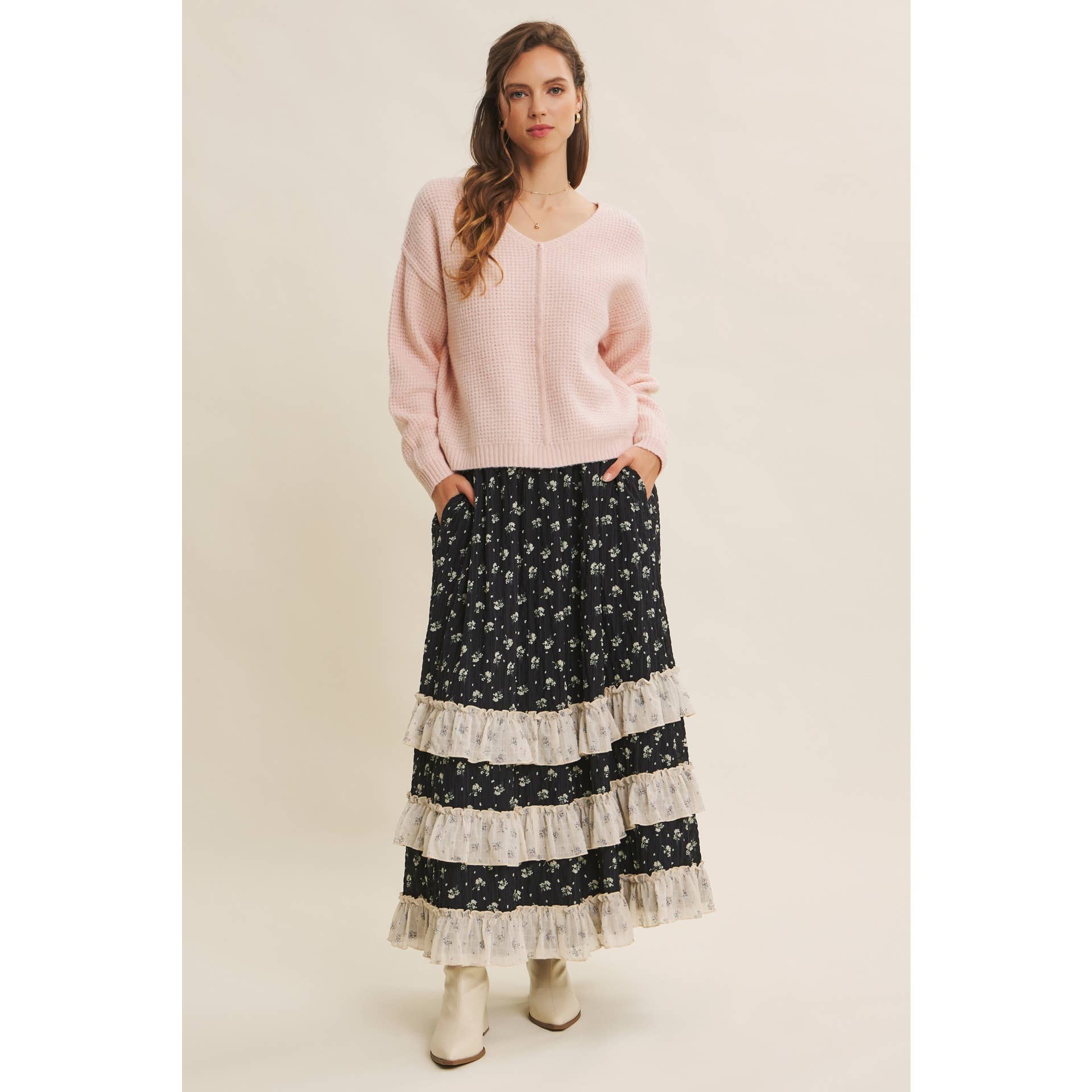 in february - Wholesale Knit Sweater - Women's - KIND TO PLANET WAFFLE SWEATER TOP WITH EXPOSED SEAM31