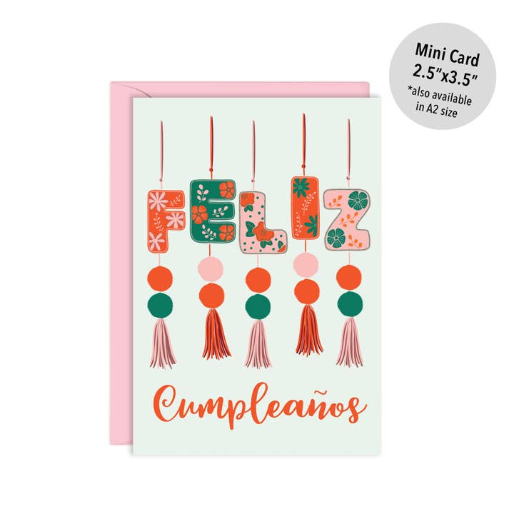 Lucy Loves Paper - Vente Cartes d'anniversaire - Carte Mini Feliz Cumpleanos | Carte décorée de la taille d'un boîtier