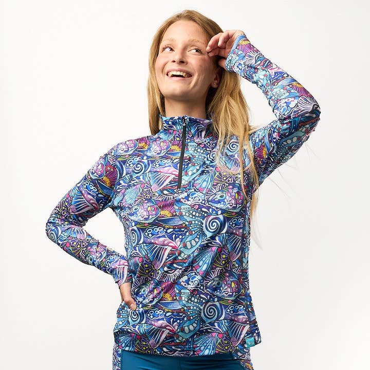 Enchanted Grayling 1/4 Zip Sunshirt for wholesale by FisheWear