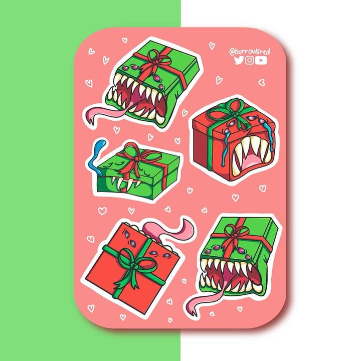 Cadeau d'un mimique pour Noël - Feuille d'autocollants pour la vente par Burrows Arts