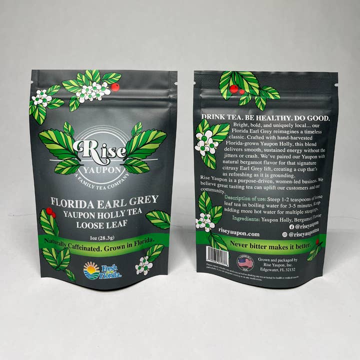 1 oz Loose Leaf Florida Earl Grey Yaupon Tea for wholesale by Rise Yaupon Tea