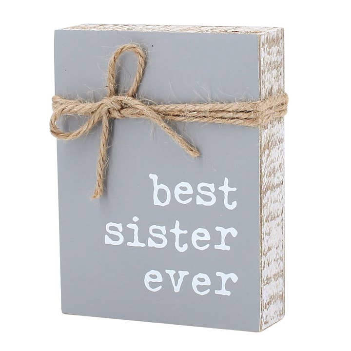 Collins Painting & Design - Wholesale Decorative Tabletop Object - CA-3748 - Sister Jute Block Sign