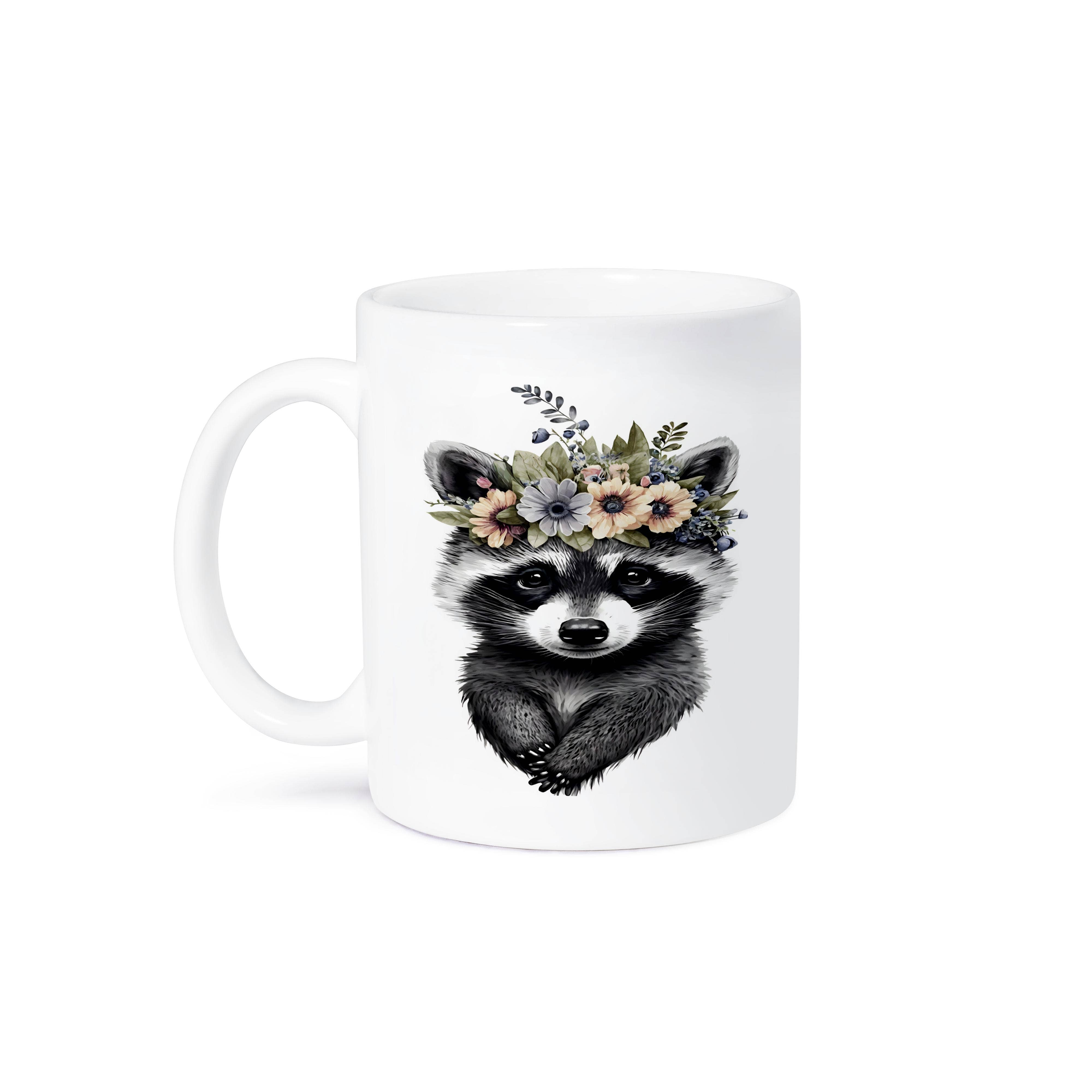3dRose - Wholesale Coffee Mug - 3dRose, Floral Racoon Illustration, Mug8