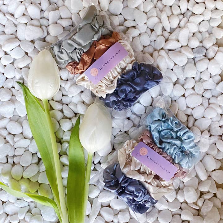 Ellison+Young – wholesale Scrunchie - Women’s – Satin Self Care Scrunch Set Of 83