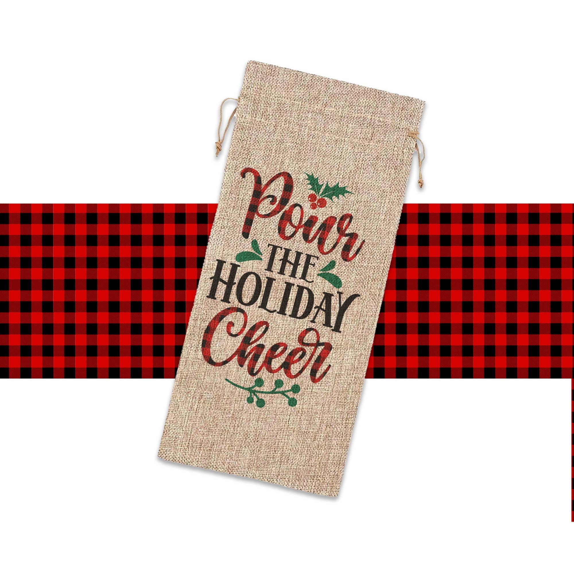 ZA Handmade Wholesale - Wholesale Wine Gift Bag - festive christmas gifts pour the holiday cheer wine bottle bag friend family hostess gift single wine bottle sac1