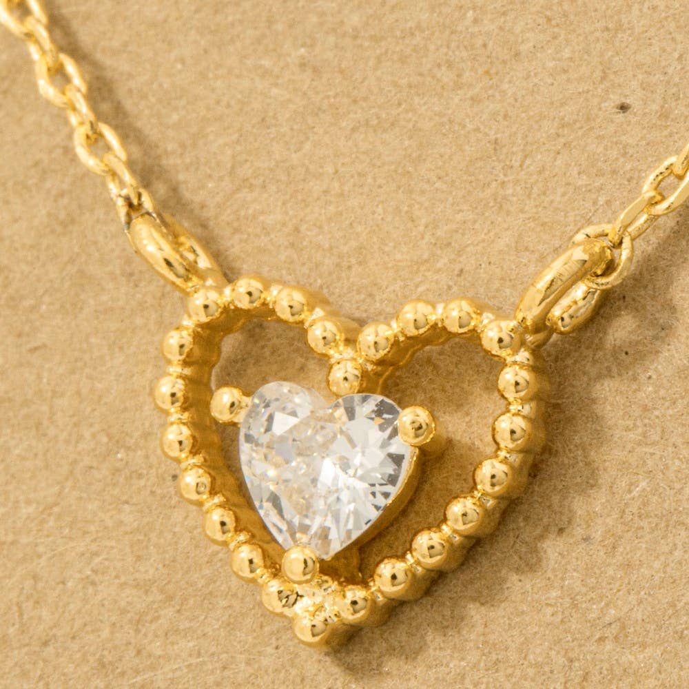 Fame Accessories – Engroshandel Halskæde med vedhæng – Gulddyppet Halo Cz hjerte vedhæng halskæde2