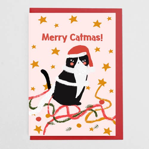 Cute Cat Christmas Card for wholesale by Moonbean Designs