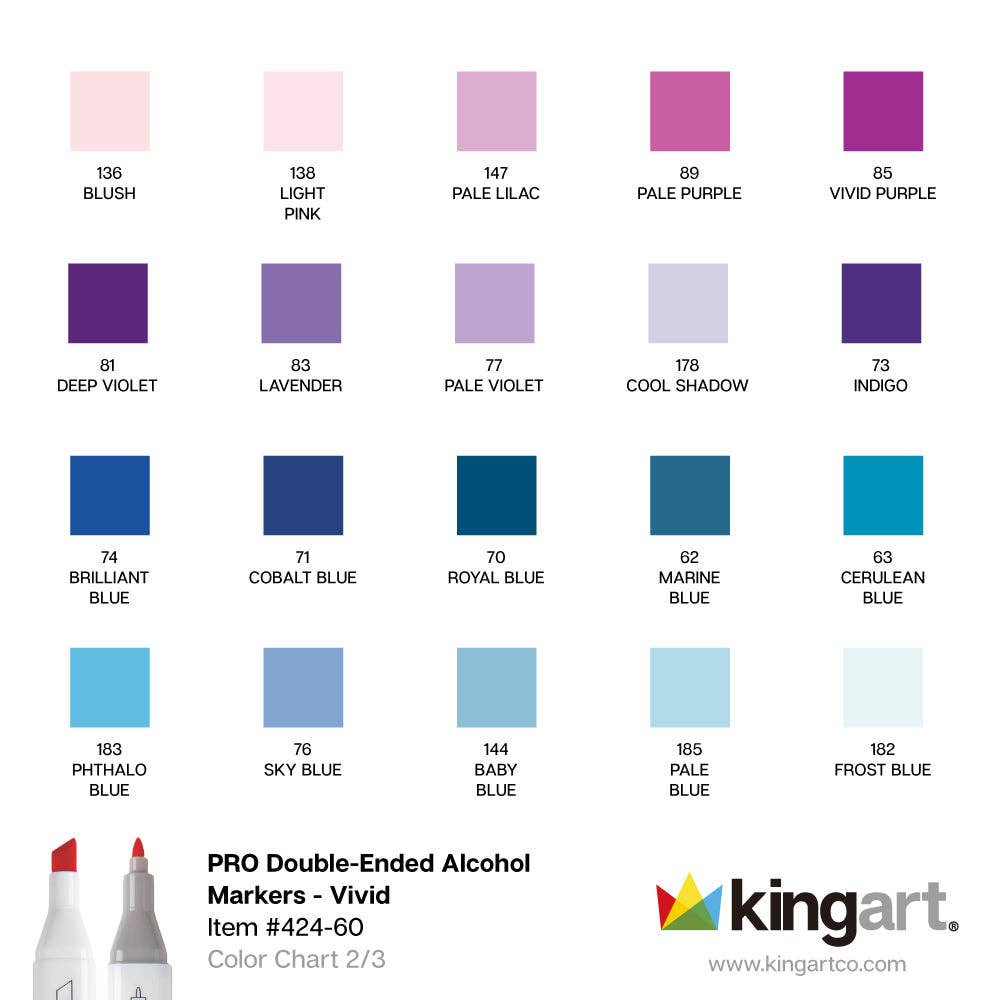 KINGART - Wholesale Stiften - Dubbelzijdige alcoholmarkers - 60 kleuren6