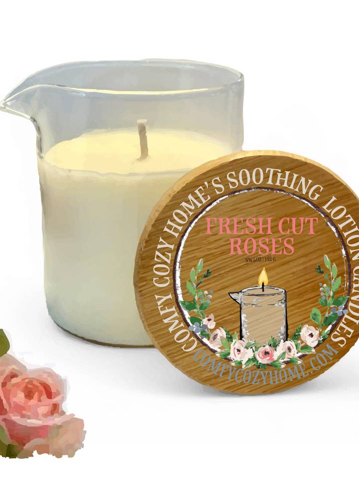 Lotion Massage Candle Fresh Cut Roses for wholesale by Comfy Cozy Home
