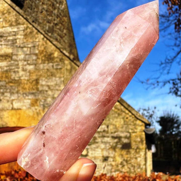 Elf Kendal Hippies - Wholesale Spiritual Stone/Crystal - Rose Quartz tower 8-10cm pink quartz wand crystal point pink1