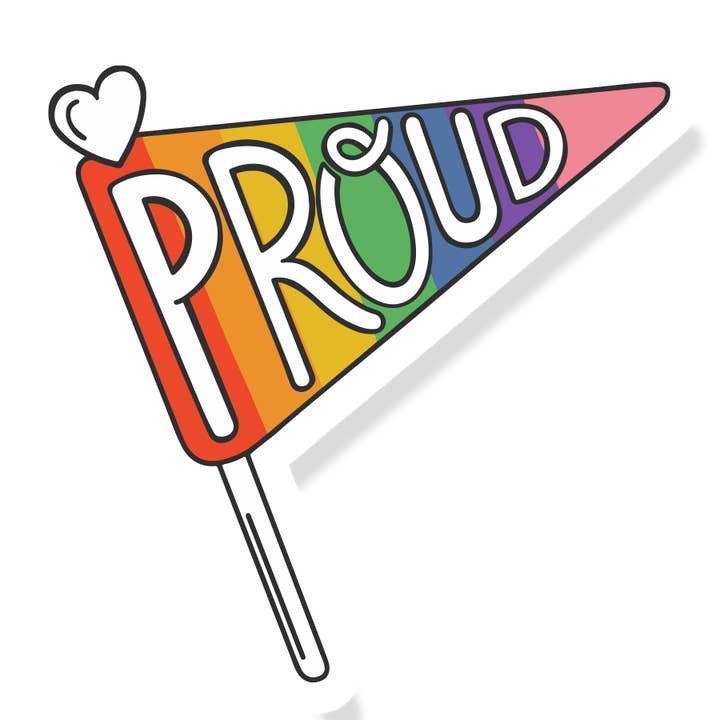 Adesivo in vinile Proud Pride con bandiera arcobaleno, colorato, carino per la vendita all'ingrosso da parte di Parcel Island