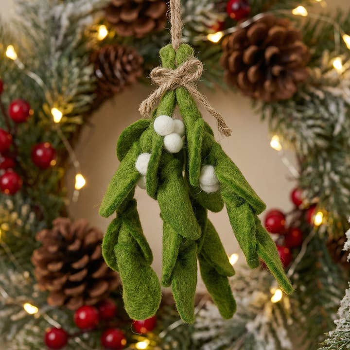 Felt So Good – wholesale Christmas decoration – Handmade Felt Biodegradable Mistletoe Sprig Christmas