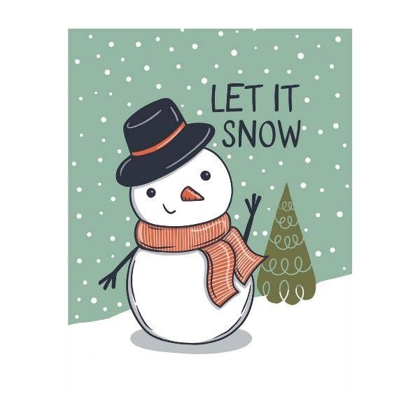 Let It Snow Christmas Card – Cute Snowman Holiday Card for wholesale by Mollie Hendrick Design
