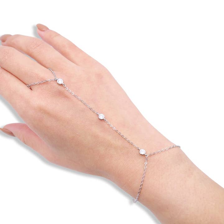 KIKICHIC - Wholesale Link & Chain Bracelet - CZ Diamond Hand Chain Bracelet2
