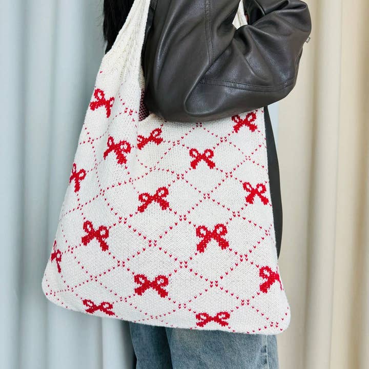 NINEXIS - Wholesale Tote Bag - Women's - CWAB4567_BOW KNIT LARGE CAPACITY TOTE BAG6