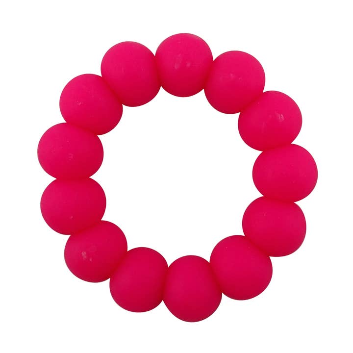 Simple Silicone Teether - Neon Pink for wholesale by Mama Chew