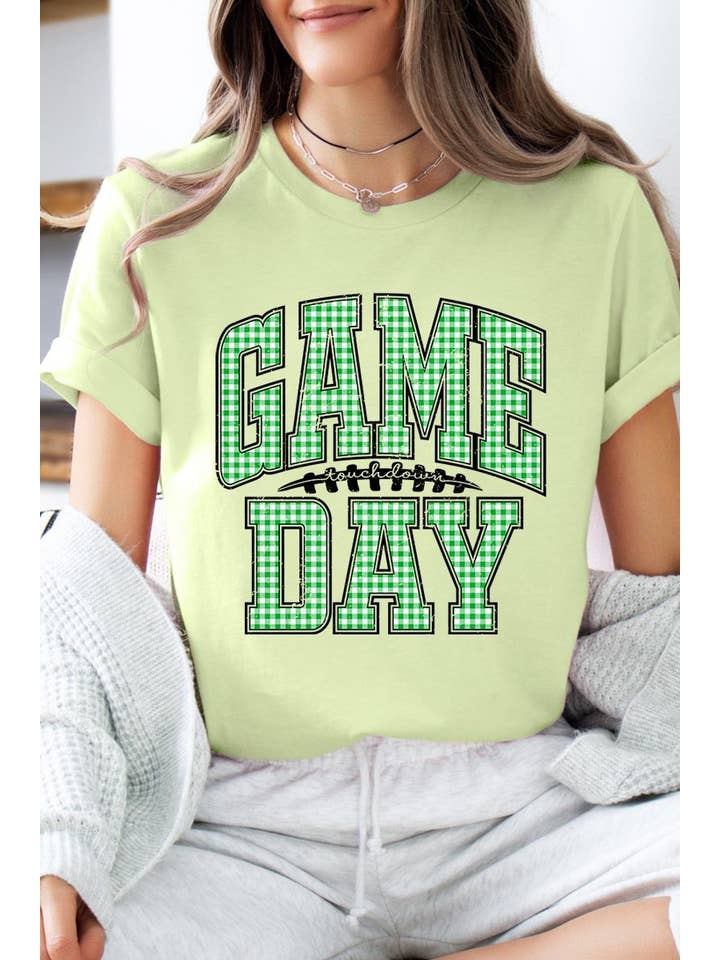 COLORBEAR - Wholesale T-Shirt (Graphic) - Women's - Green Gingham Game Day Graphic Tee17