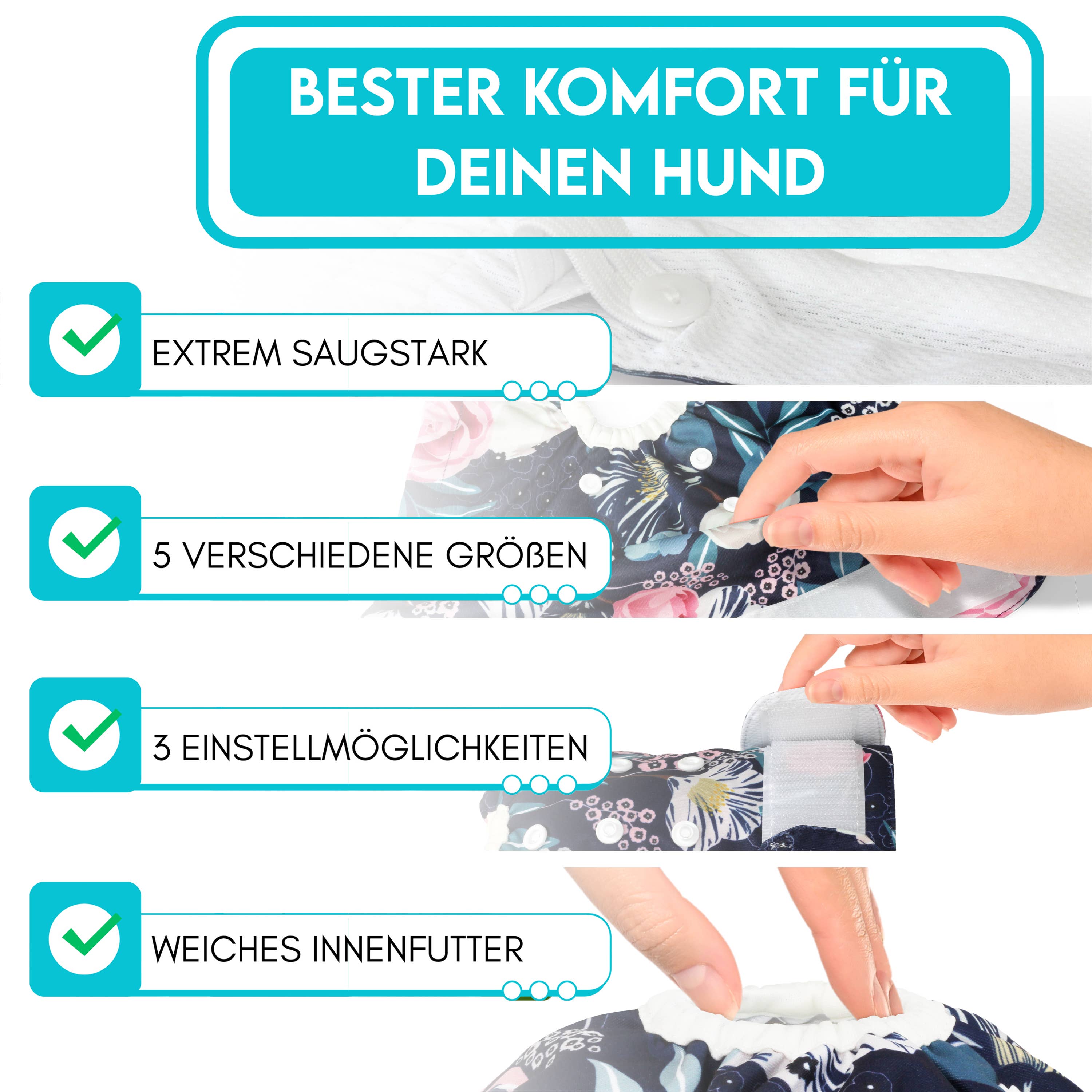 H.I.K. GmbH - Wholesale Pet Diaper - Dog - HUND IST KÖNIG® 3x Absorbent Dog Diapers Female (Flowers)1