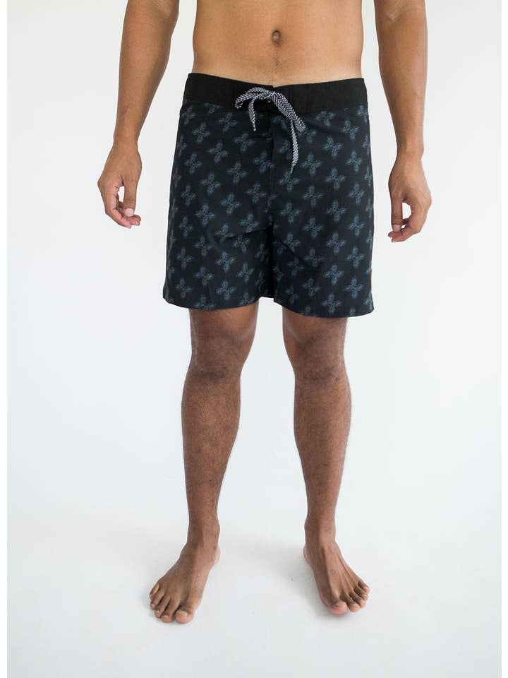 Men's Townshort Boardshorts in Black Breadfruit Bandana for wholesale on Faire2