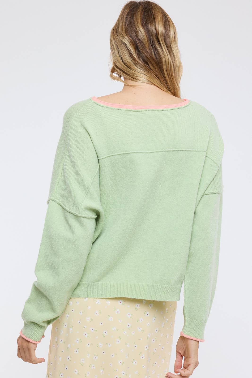 Wishlist Apparel - Wholesale Knit Sweater - Women's - BRUSHED CONTRAST BOAT NECK SWEATER / WL25-118237