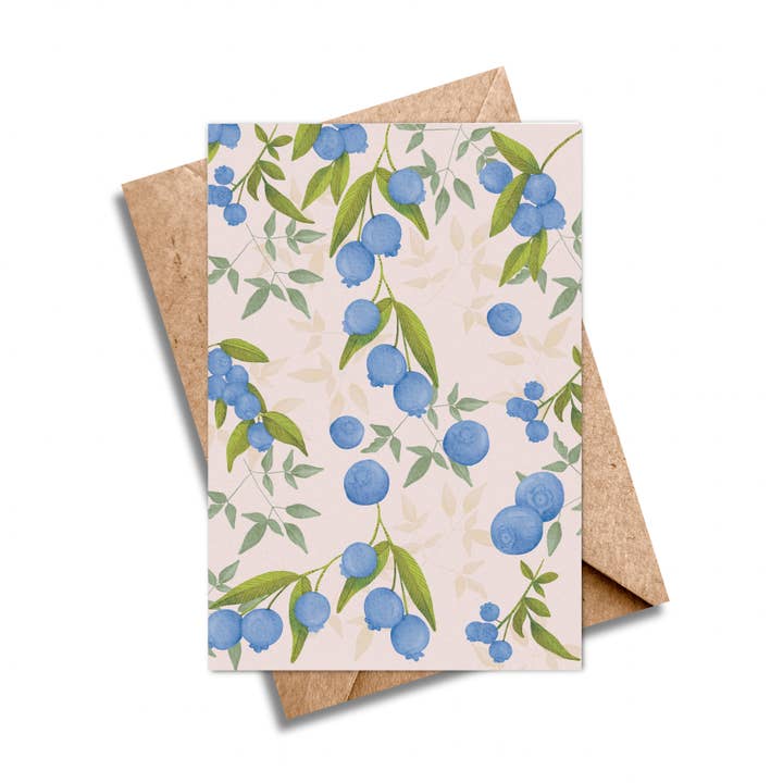 Blueberries Greeting Card - Everyday Patterned Card for wholesale by Ilana Ewing Designs