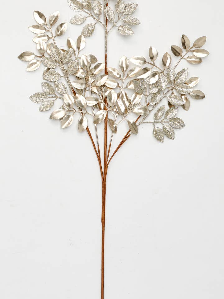 30" Glittered Leaves Spray for wholesale by WORTH IMPORTS