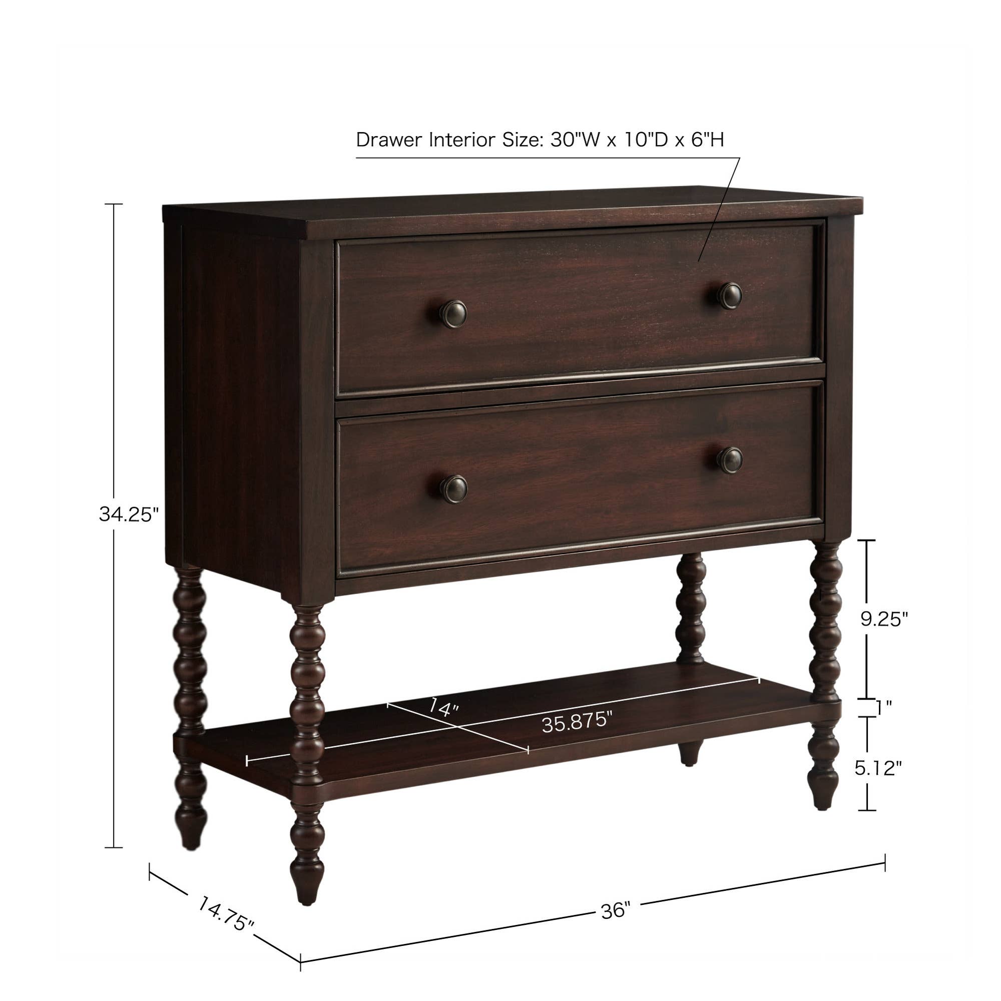 Olliix - Wholesale Cabinet - 2-Drawer Storage Accent Chest w/ Turned Legs, Morocco Brown9