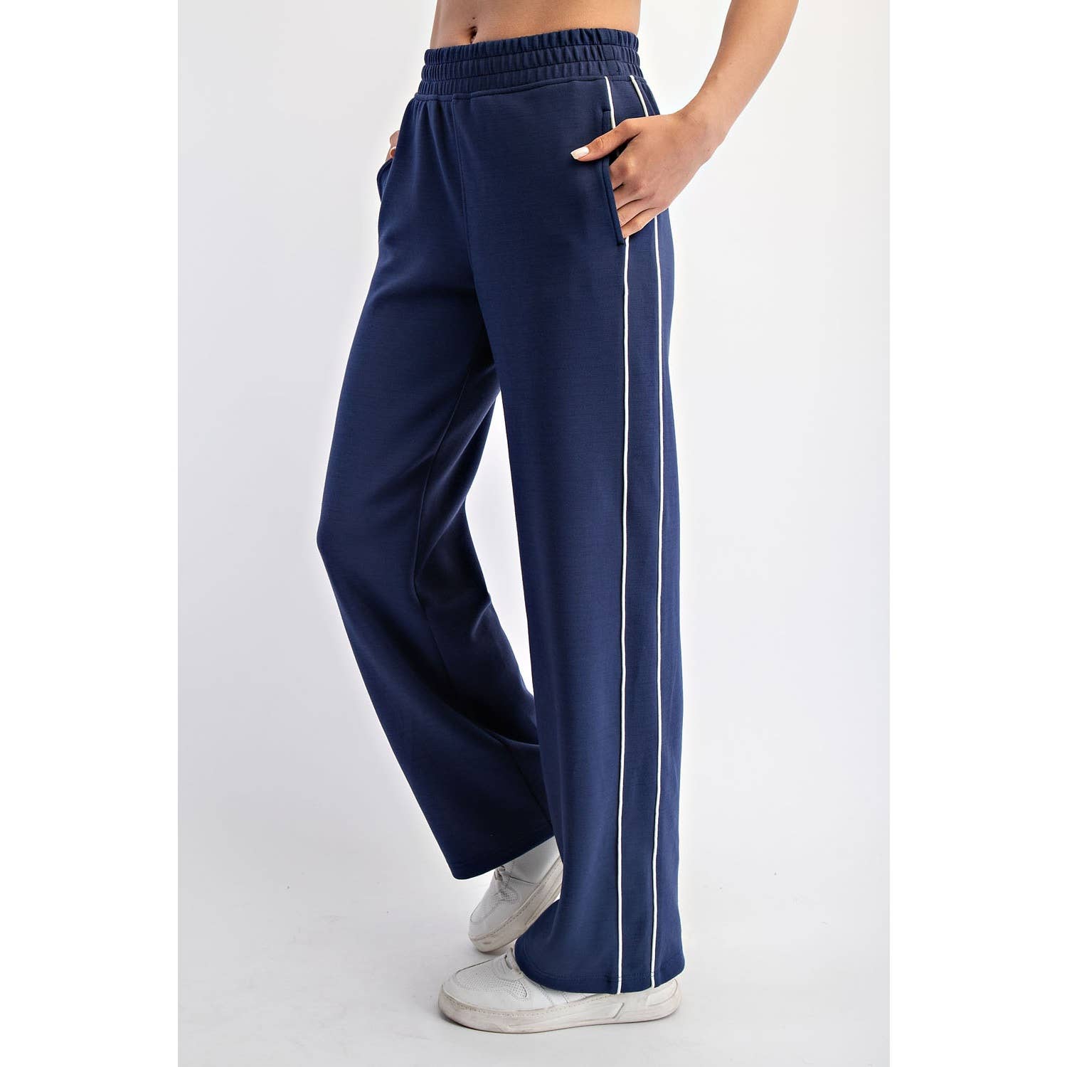 Rae Mode - Wholesale Athletic Pants - Women's - MODAL SCUBA TWO STRIPE PIPING STRAIGHT PANT0