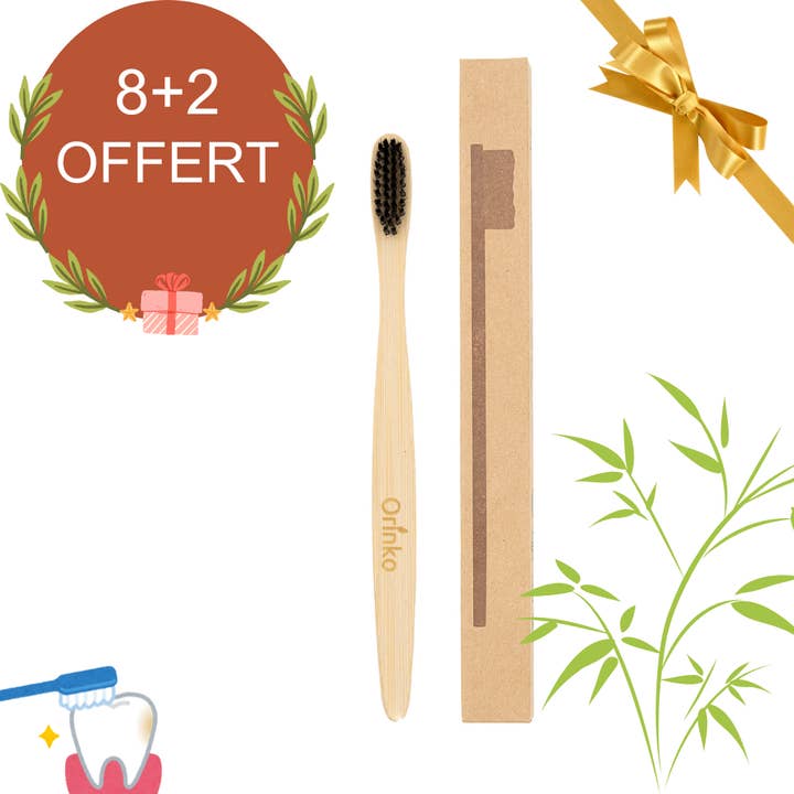 Orinko - Wholesale Toothbrush - 8+2 FREE: Bamboo toothbrush x1