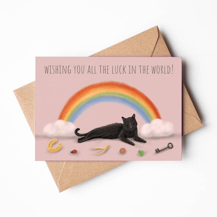 Good Luck Cat Greeting Card for wholesale by Jo Couch