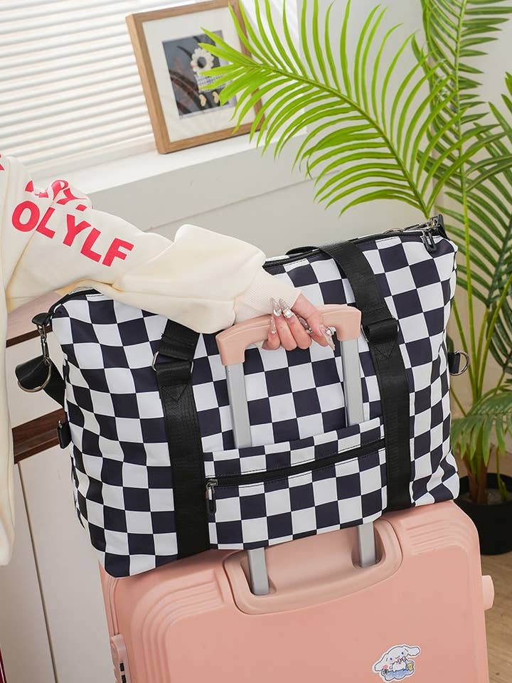 ..0722 Grand sac de voyage à carreaux avec bandoulière pour la vente par 42POPS