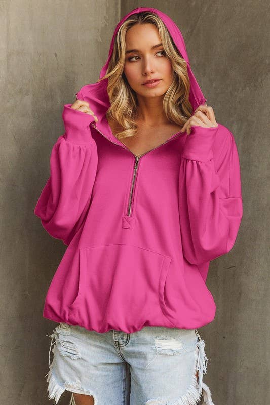 Vanilla Monkey - Wholesale Hoodie - Women's - Half Zip Lightweight French Terry Hooded Pullover3