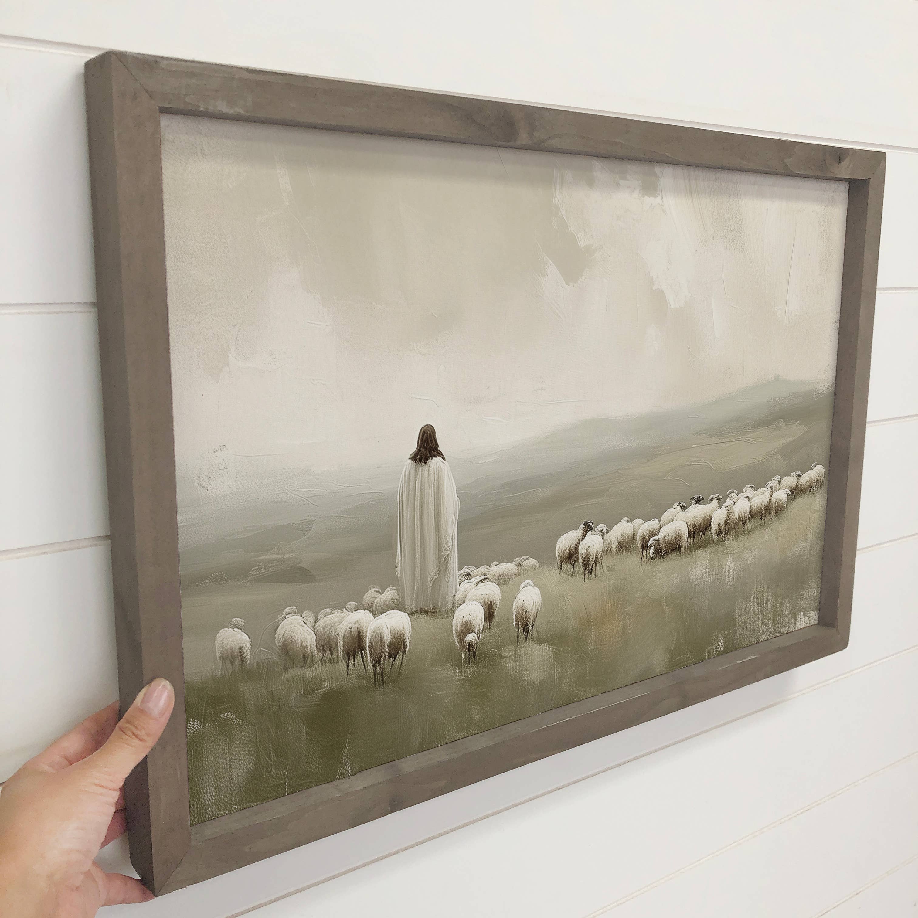 Hangout Home - Wholesale Art Print - Jesus Flock of Sheep - Jesus Canvas Art - Wood Framed Decor2