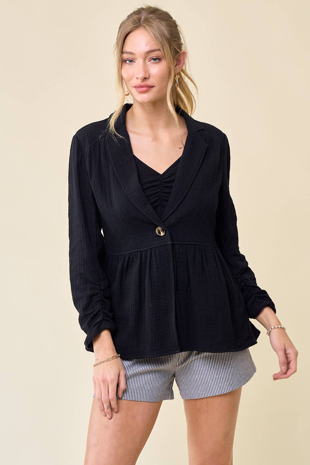 Doe and Rae – Engroshandel Blazer - Dame – SHIRRED GAZE BLAZER - 10374J6