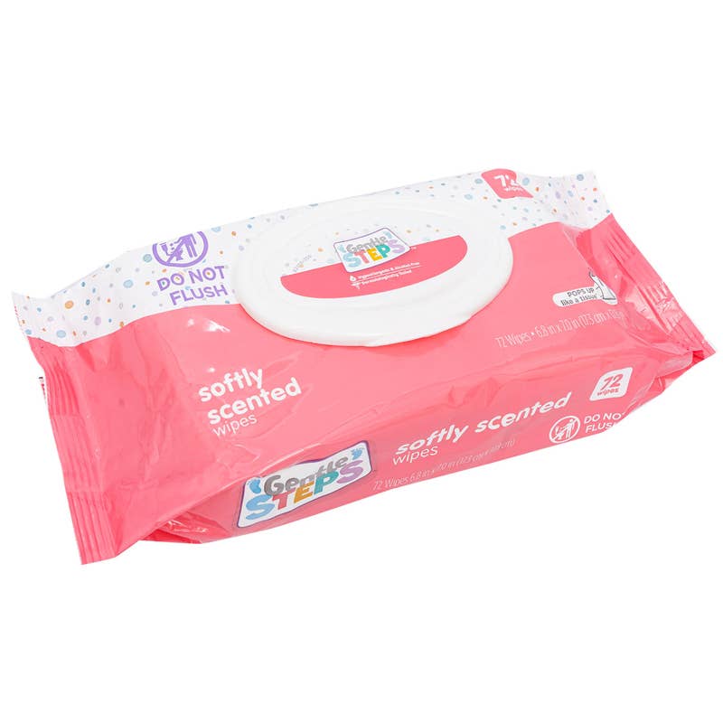 Deluxe Import Trading - Wholesale Face & Body Wipes - Baby - Gentle Steps Softly Scented Baby Wipes 72ct0