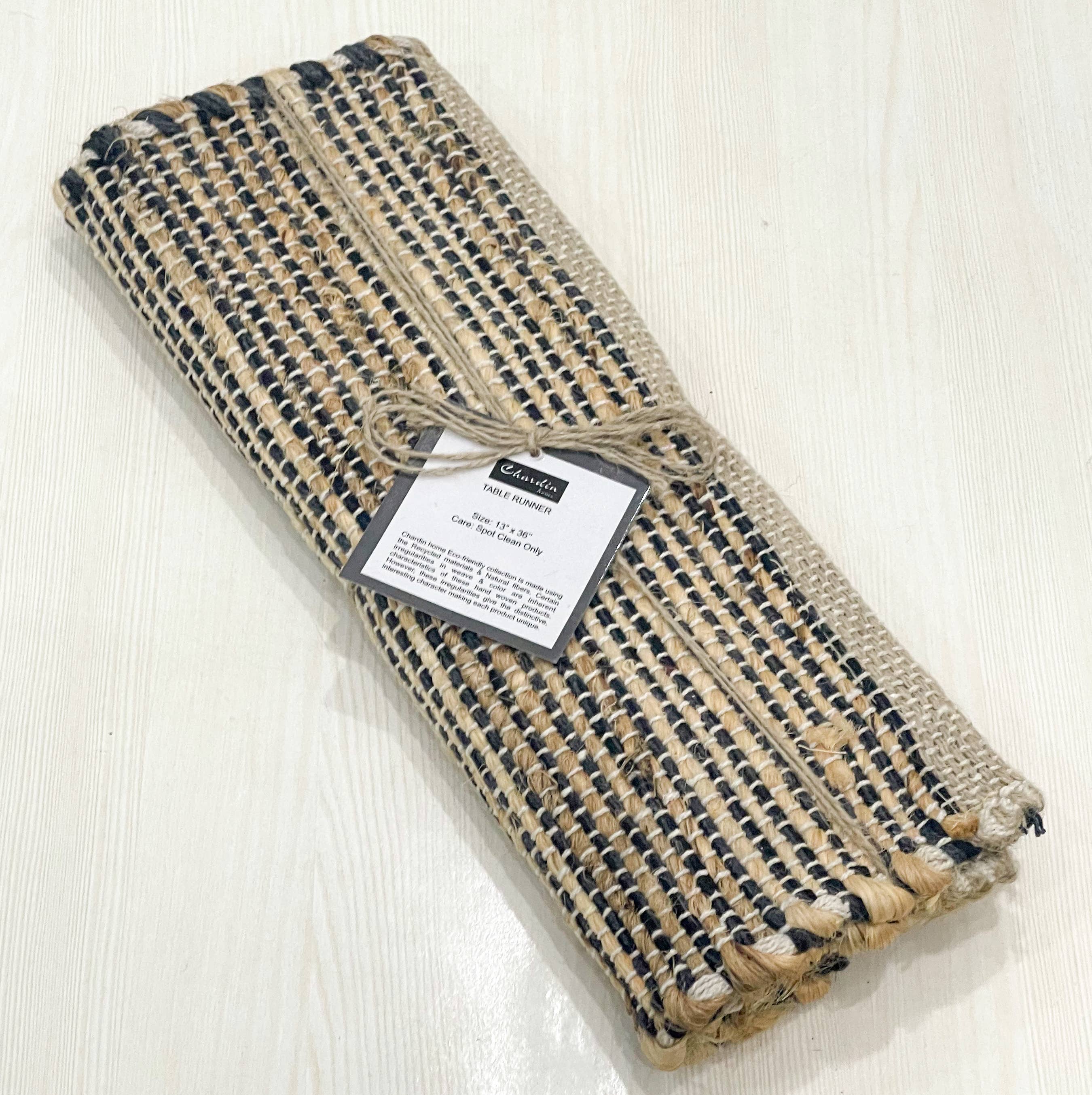 OMBRE TABLE RUNNER, NATURAL JUTE-BLACK, 13''x36''. for wholesale on Faire4