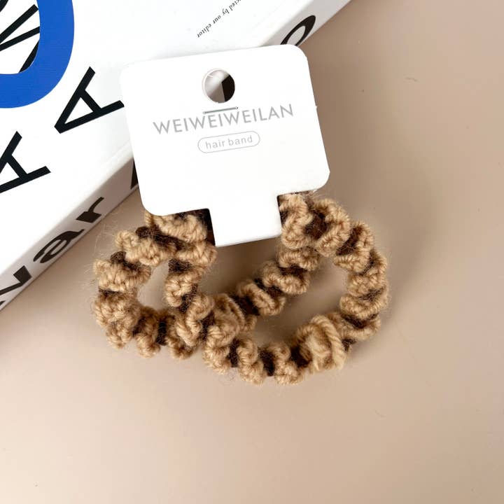 SoapElenGlen – wholesale Hair tie – 2Pcs Set plush two-color wool high elastic hair ties8