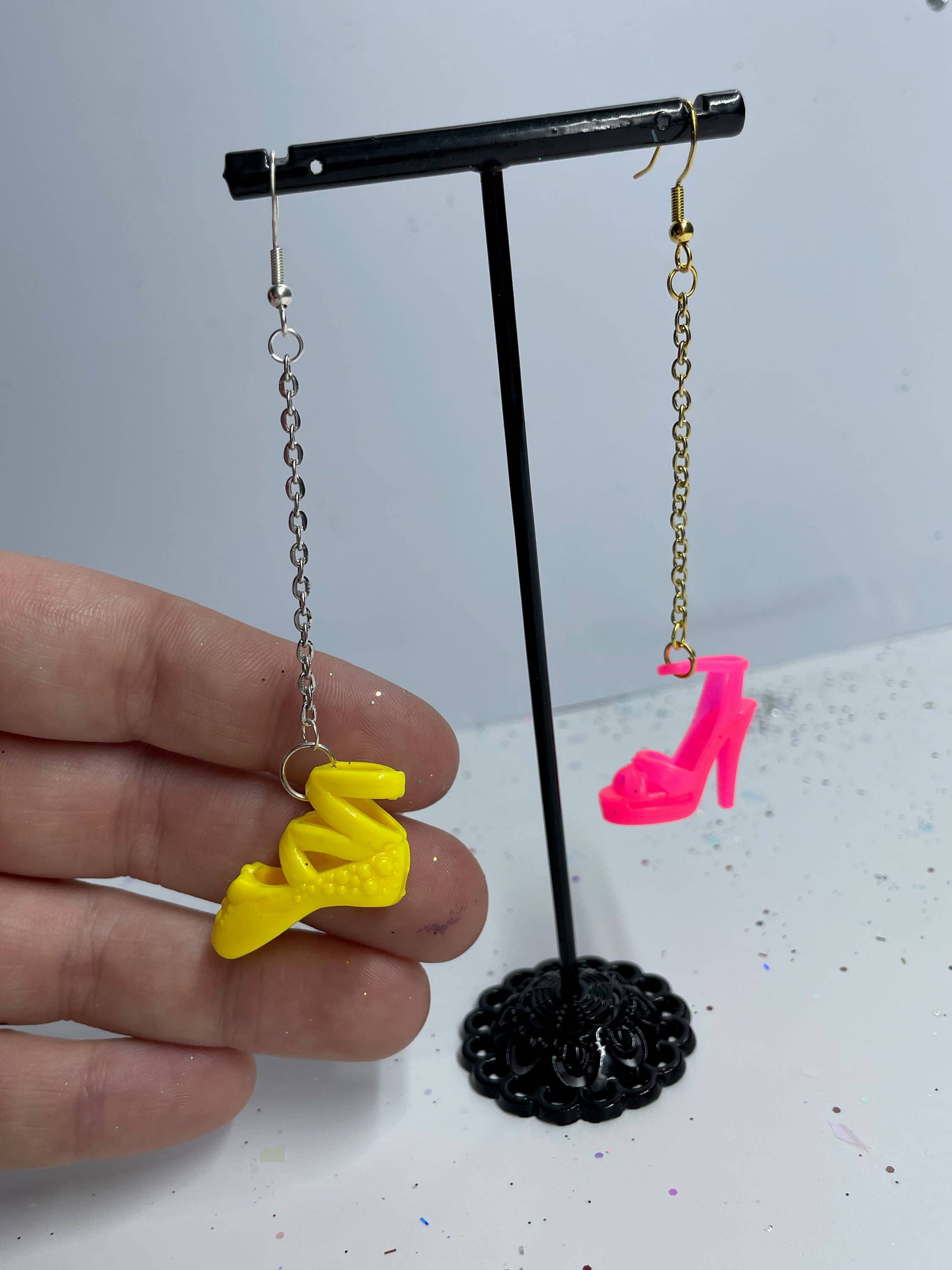 R59Creates - Wholesale Dangle Earrings - Cute Lil Barbie Doll Shoe Earrings! Available In 52 Different Types & Gold + Silver Normal Or Drop Chain Hardware!!7