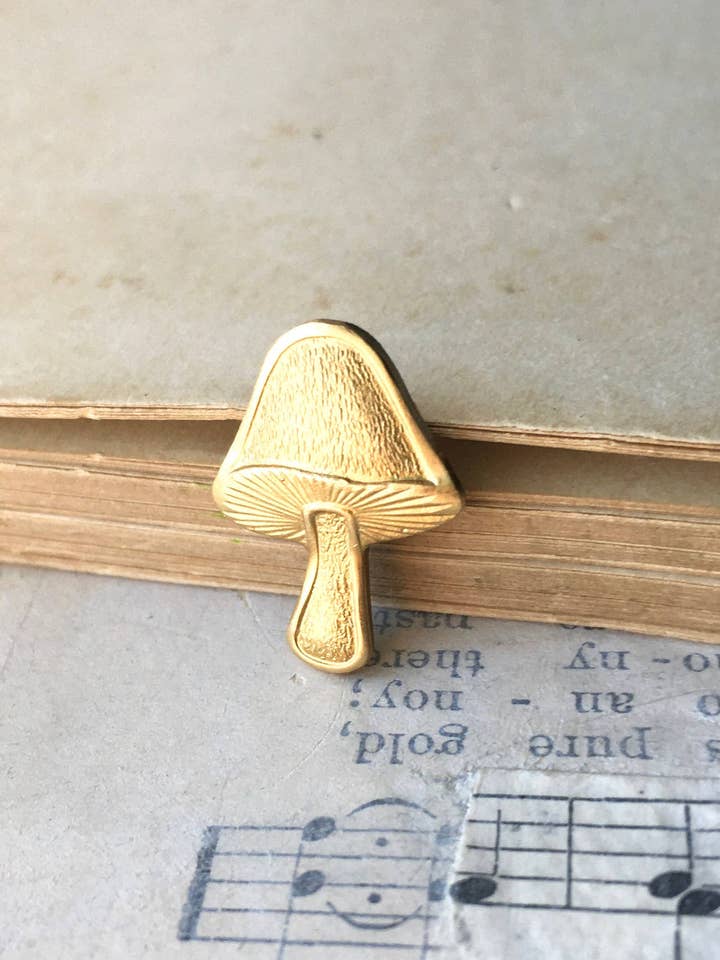 Mushroom Brooch Tiny Toadstool Tie Tack Fungi Lapel Pin for wholesale by Red Truck Designs