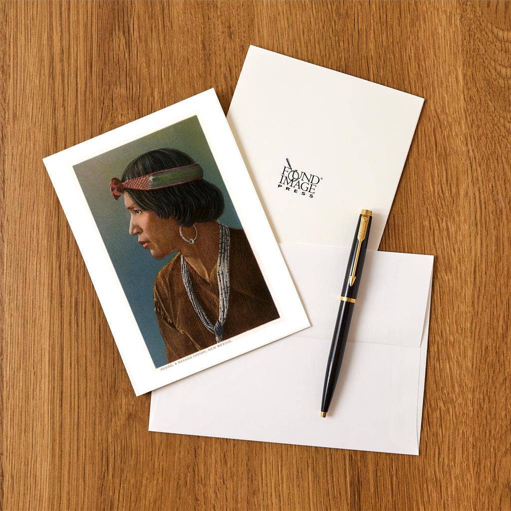 Found Image Press - Venta al por mayor Conjunto de papelería y tarjetas - Tarjeta de felicitación NA-121 Pedro, indio navajo1